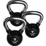 Rubber Coated Kettlebells with Chrome Handles 4kg - 28kg