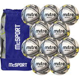 Mitre Junior Lite Match Football (320g) | 10 Pack + Bag